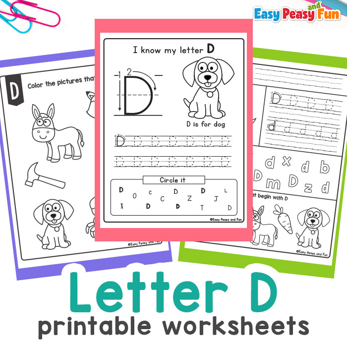 Letter d worksheets for preschool and kindergarten