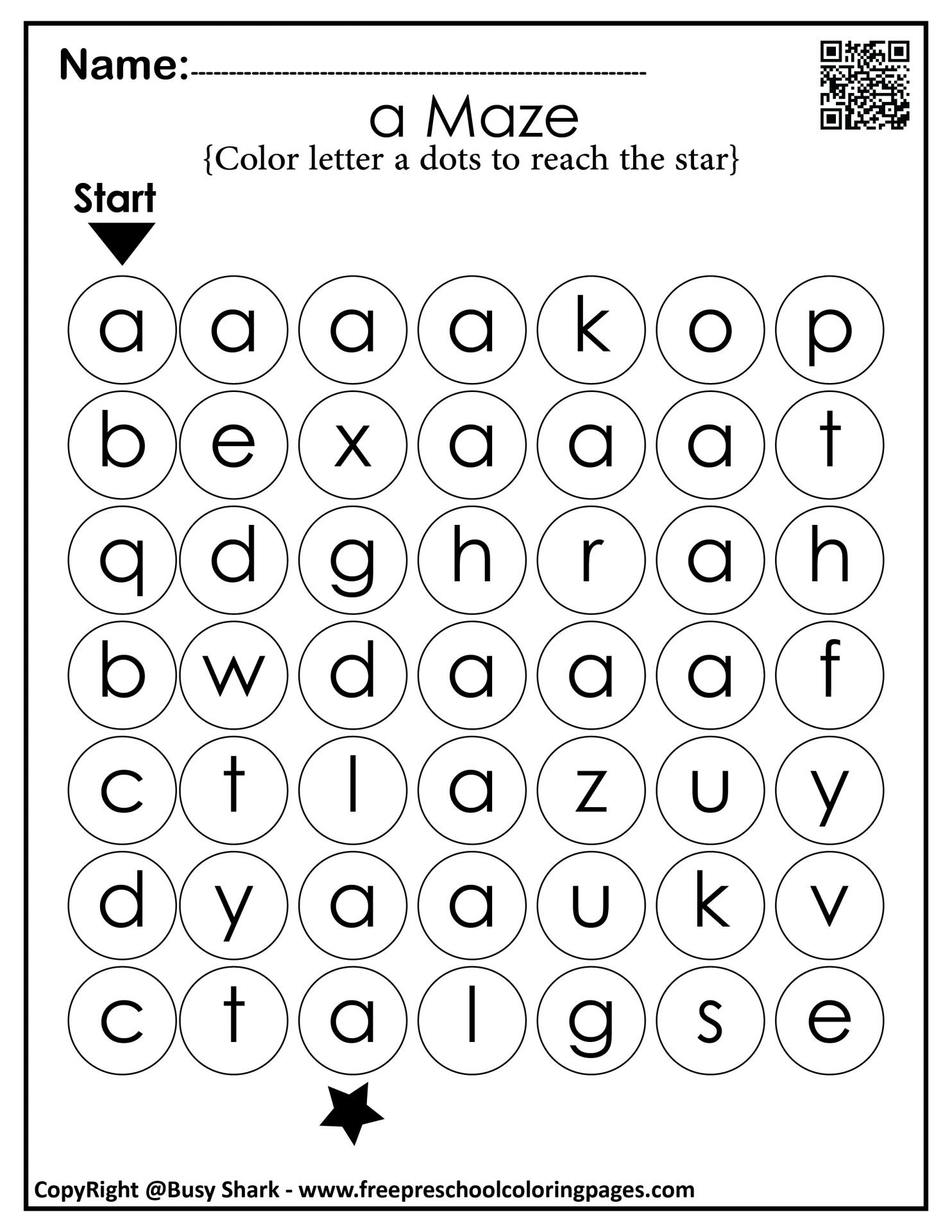 Letter a dot markers free coloring pages