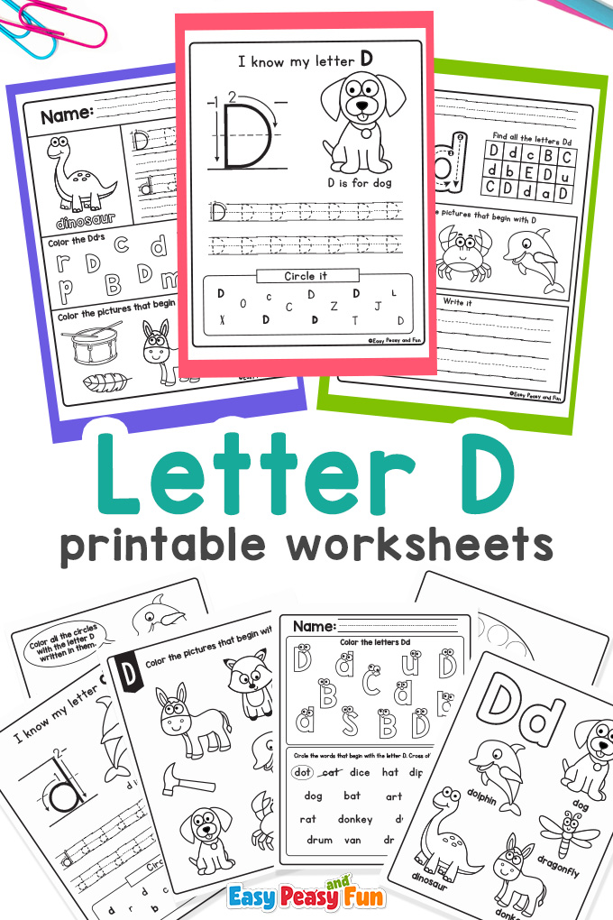 Letter d worksheets for preschool and kindergarten