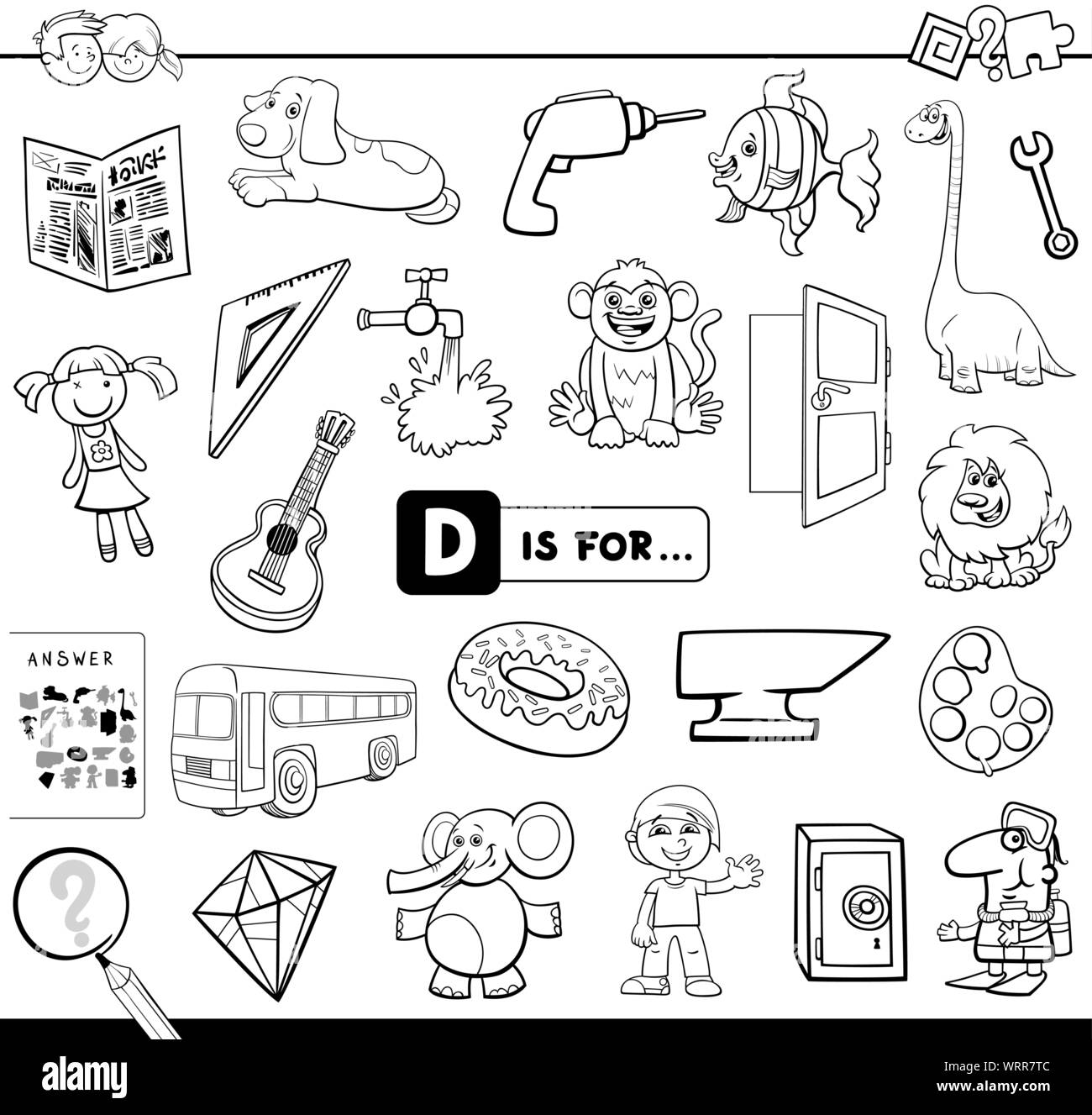 Letter d worksheet stock vector images