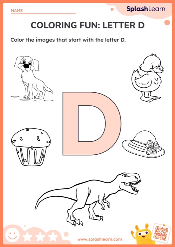 Coloring fun letter d worksheet