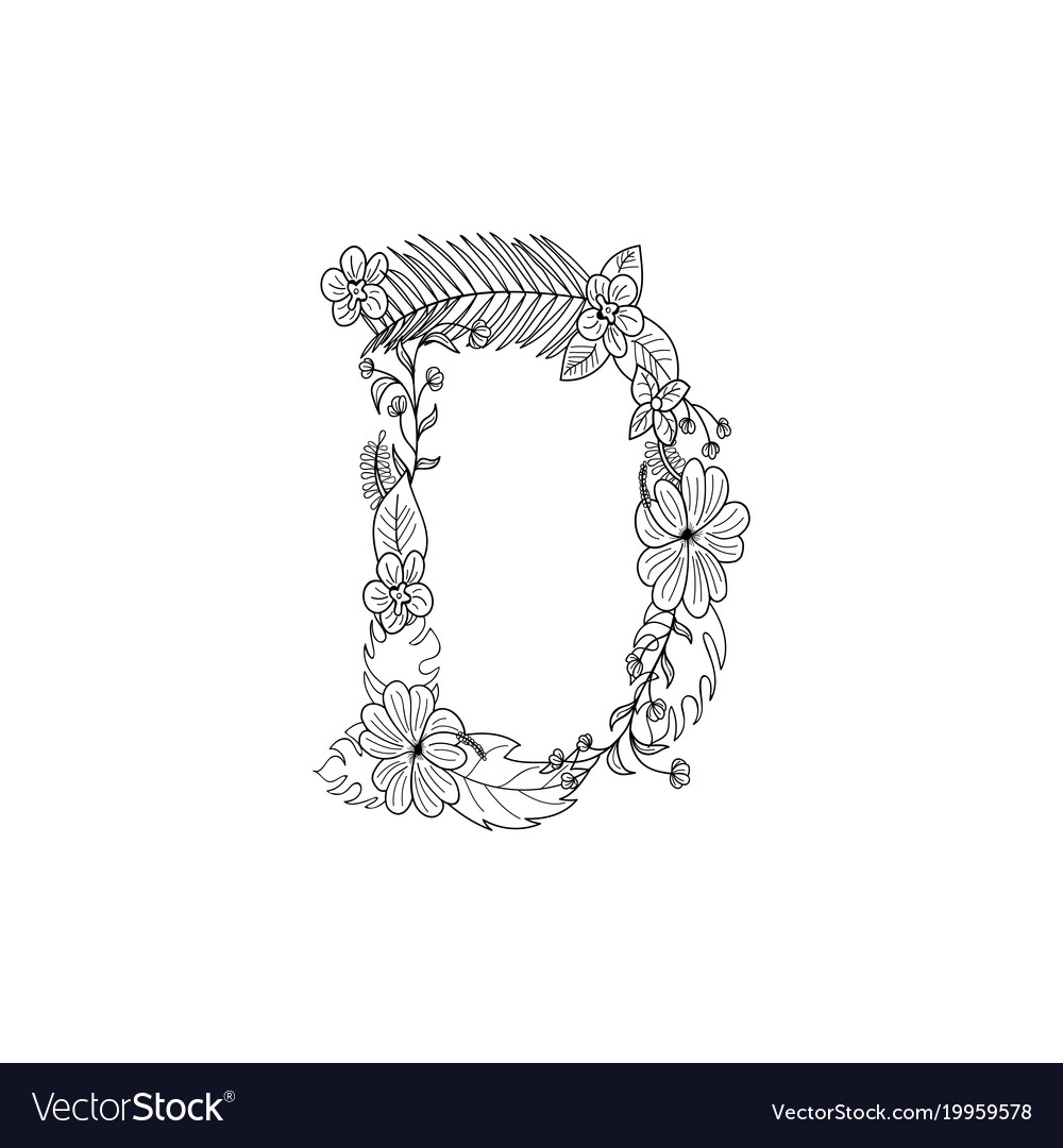 Letter d floral ornament royalty free vector image