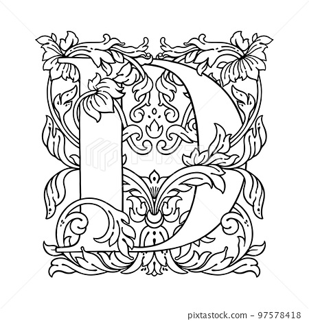 Letter d flower ornament monogram