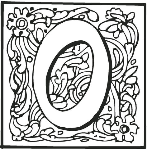 Letter o with ornament coloring page free printable coloring pages