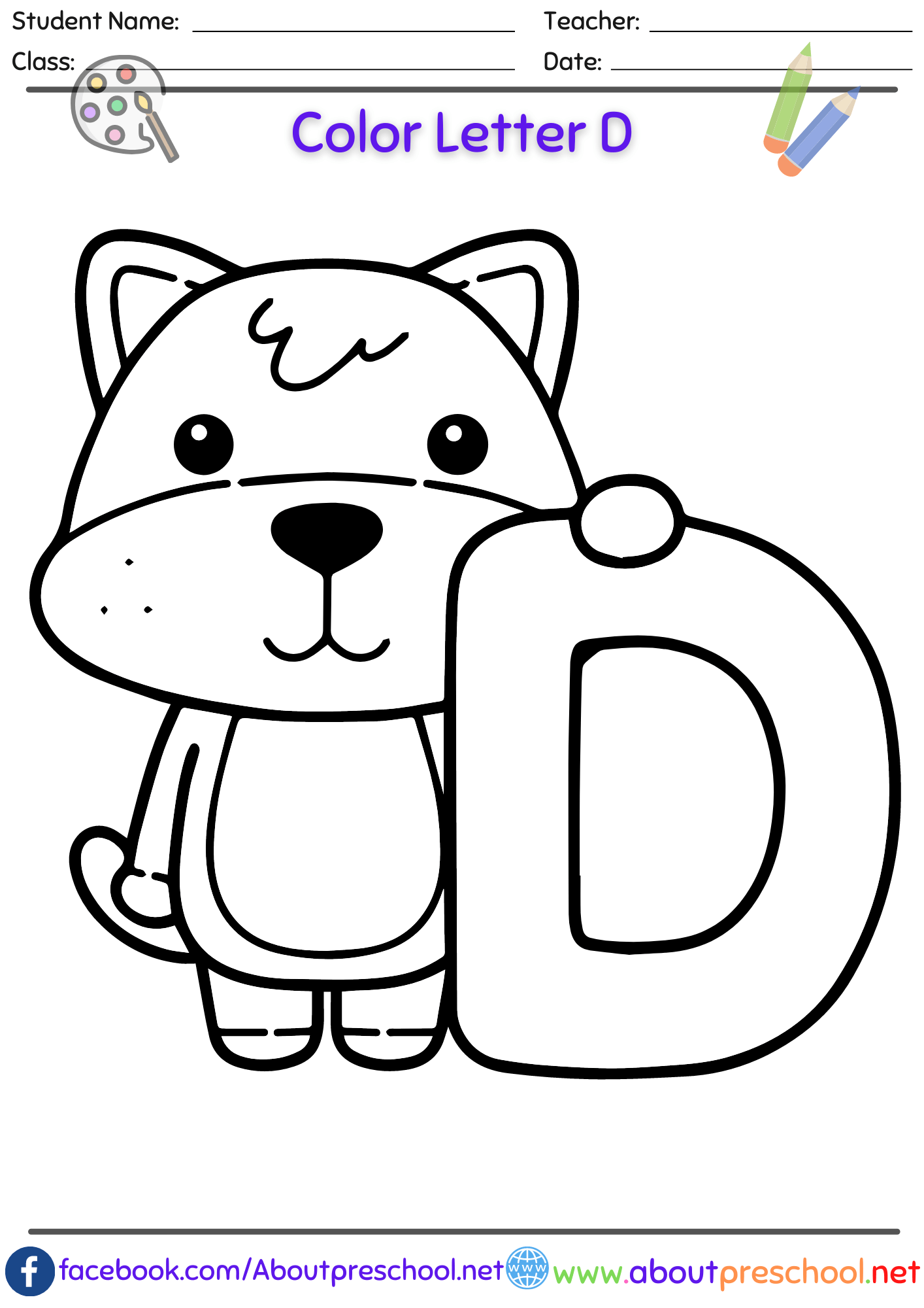 Letter d coloring page