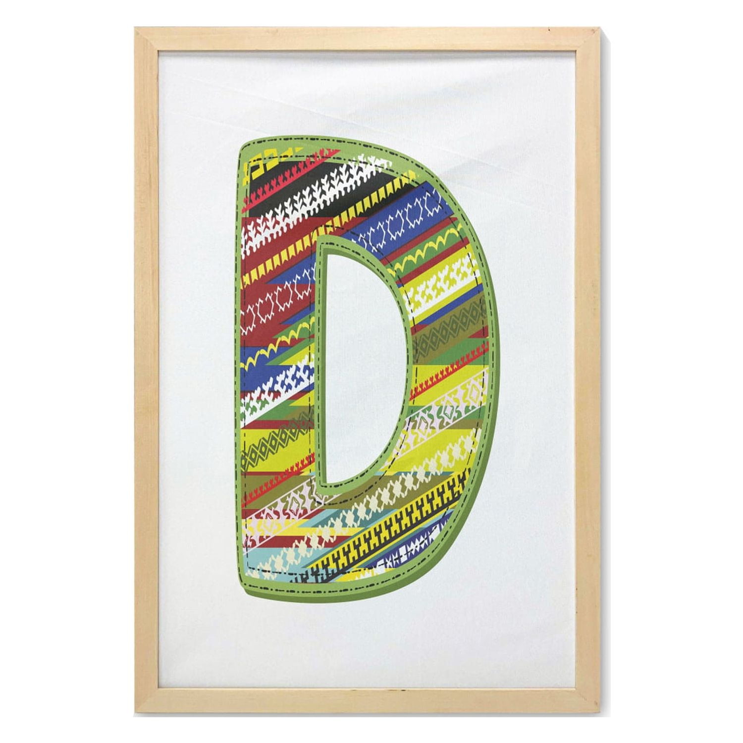 Letter d wall art with frame letter of ornament d from alphabet winter color scheme designs retro retro printed fabric poster for bathroom living room dorms x multicolor by ambesonne