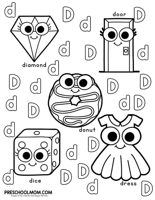 Letter d preschool printables