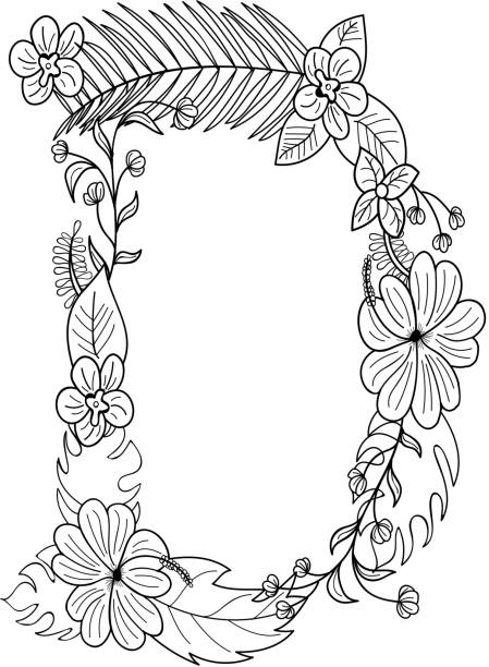 Letter d floral ornament stock illustration