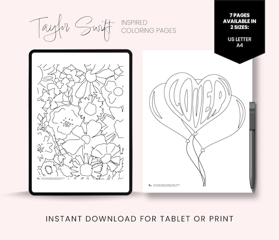 Swiftie coloring book taylor swift inspired instant download printable coloring pages digital coloring pages download now