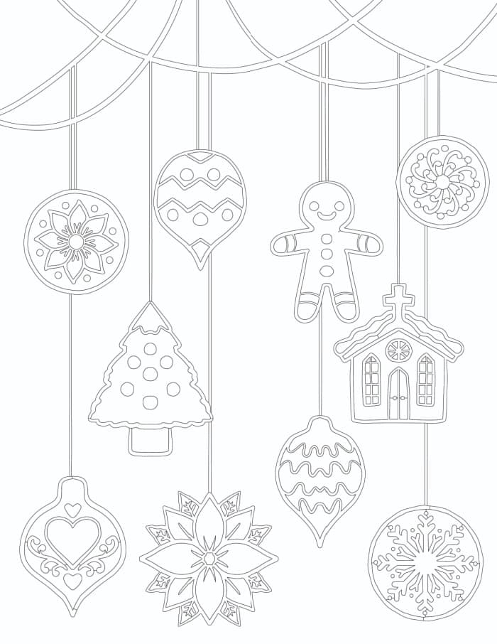 Christmas ornament coloring page printables