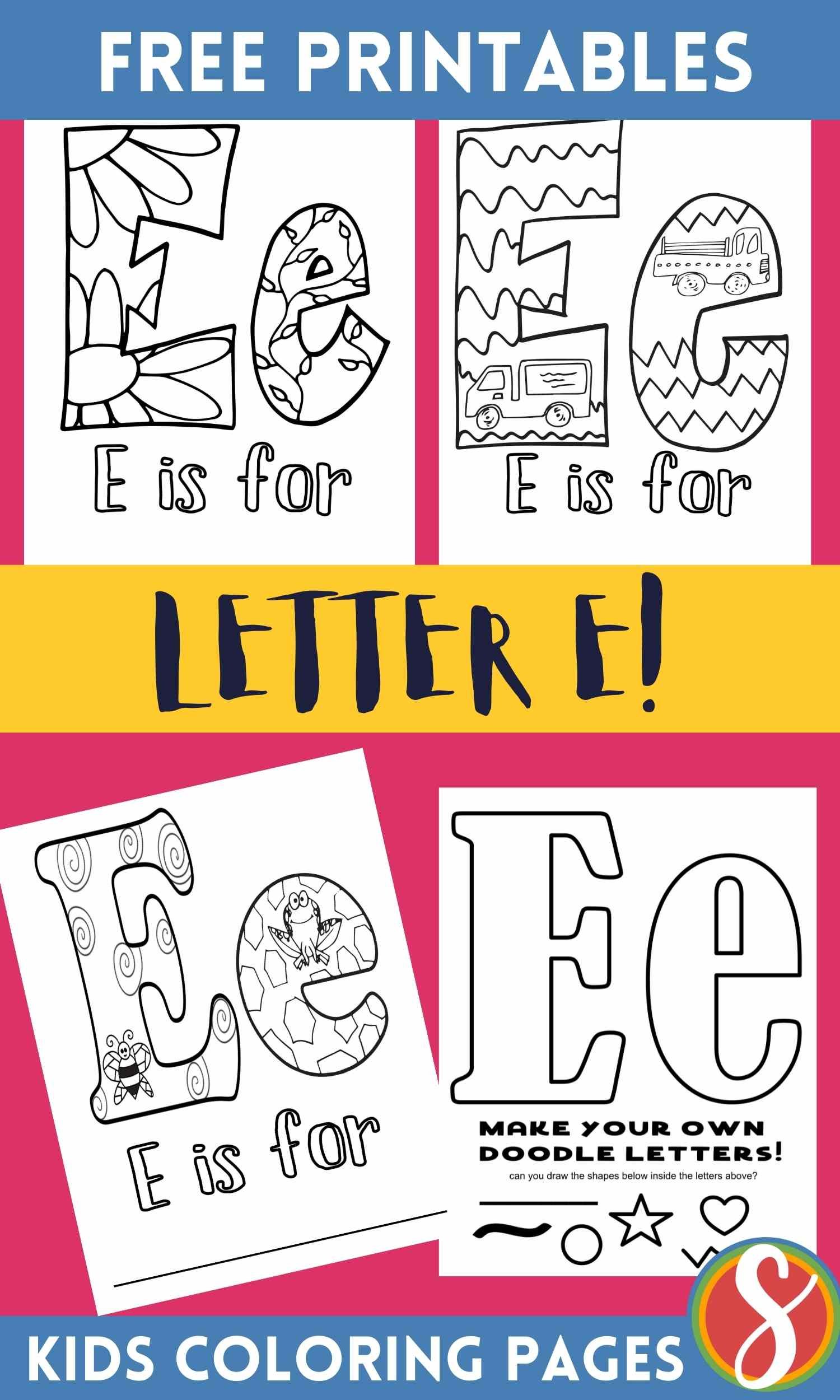 Letter e coloring pages â stevie doodles