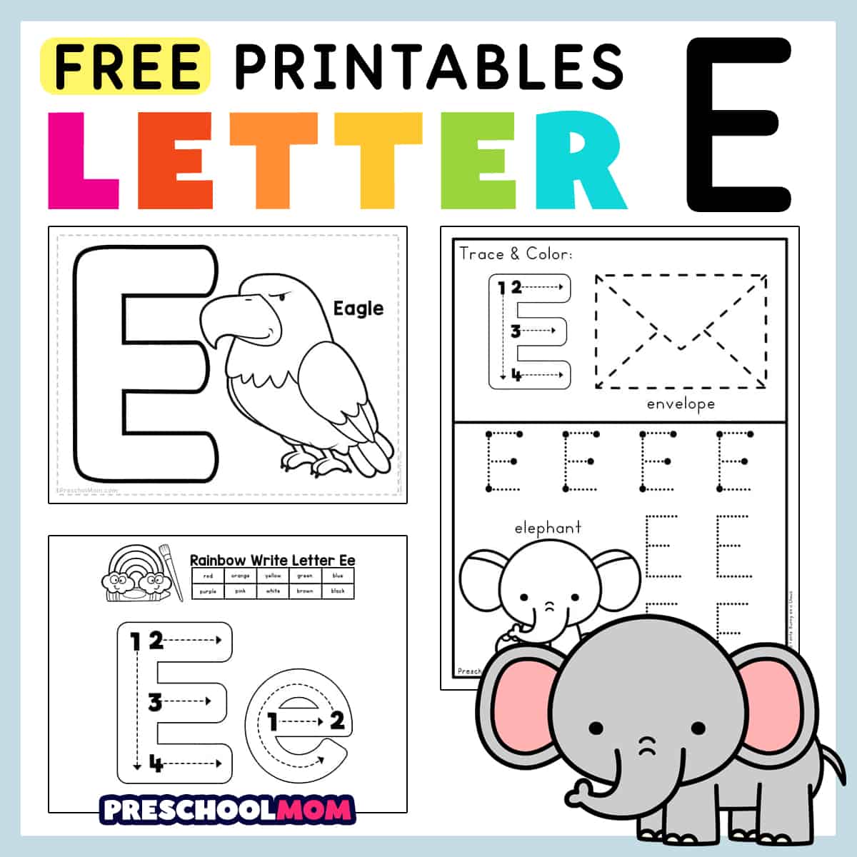 Letter e preschool printables