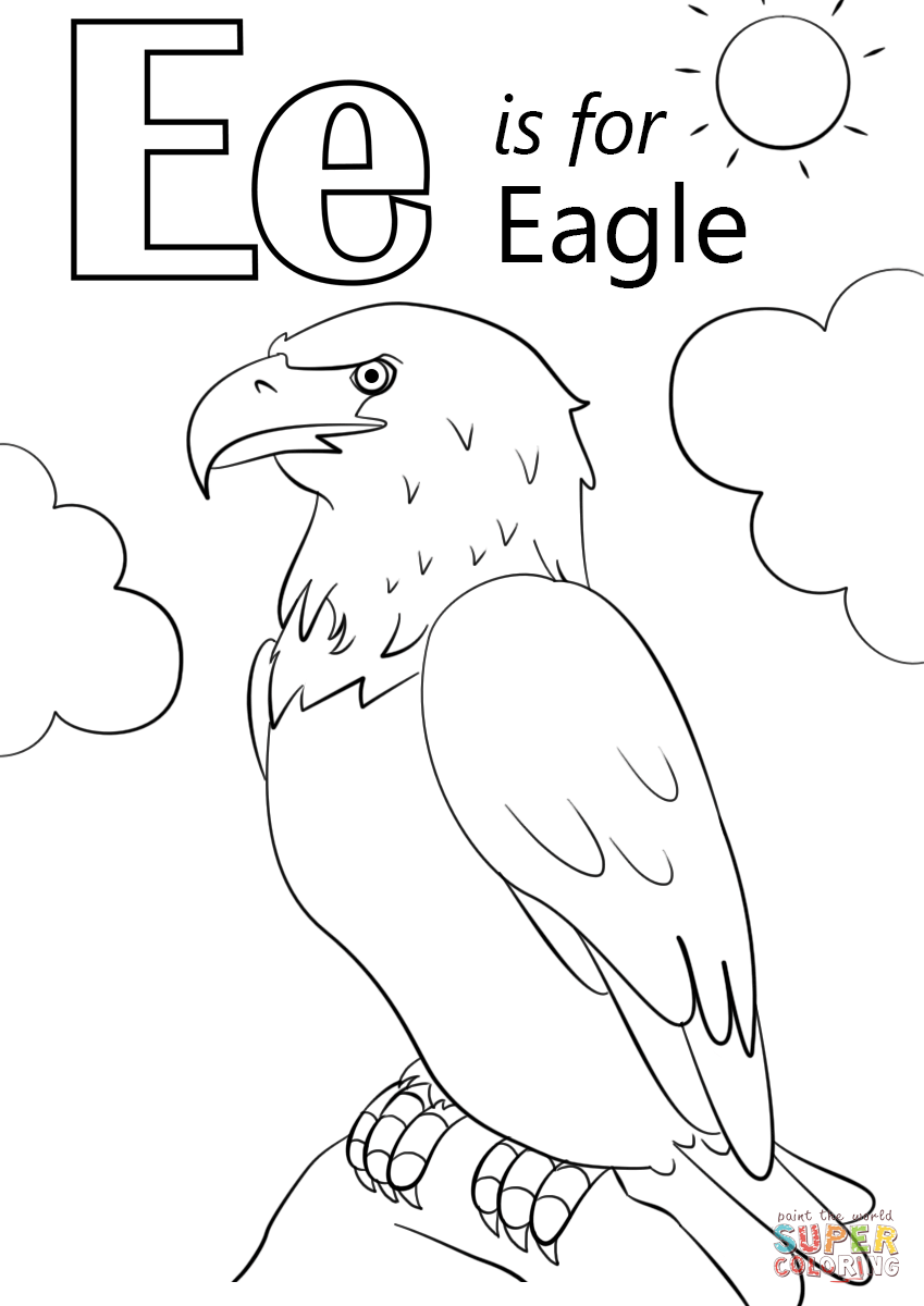 Letter e is for eagle coloring page free printable coloring pages