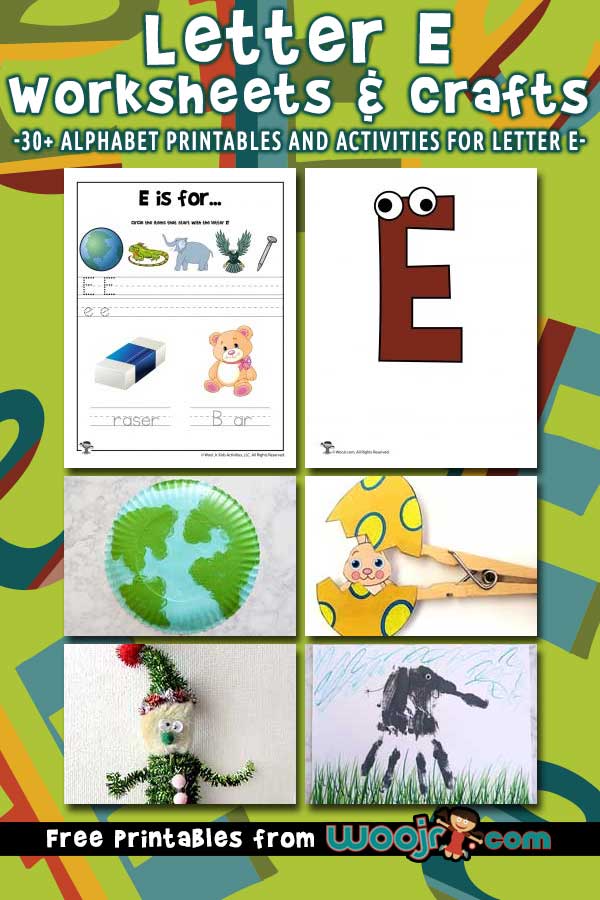 Letter e worksheets crafts woo jr kids activities childrens publishing