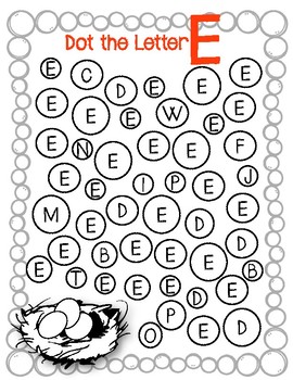 Dot marker letter e alphabet worksheets by teaching with faith and joy