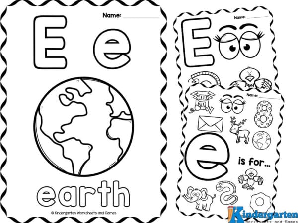 Free printable letter e coloring sheet pages for kids