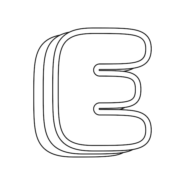 Premium vector coloring page with letter e for kids