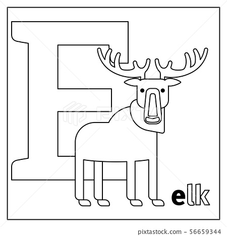 Elk letter e coloring page