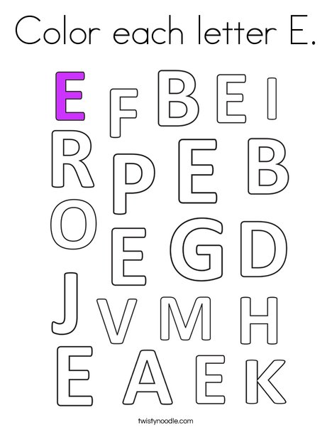 Color each letter e coloring page