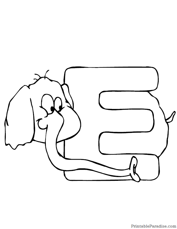 Printable letter e coloring page