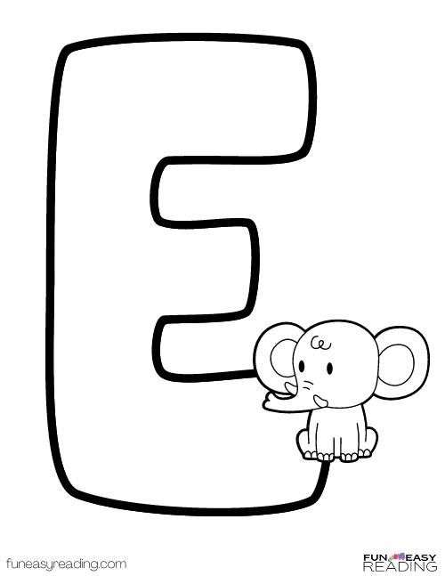 Free letter e coloring pages for preschoolers