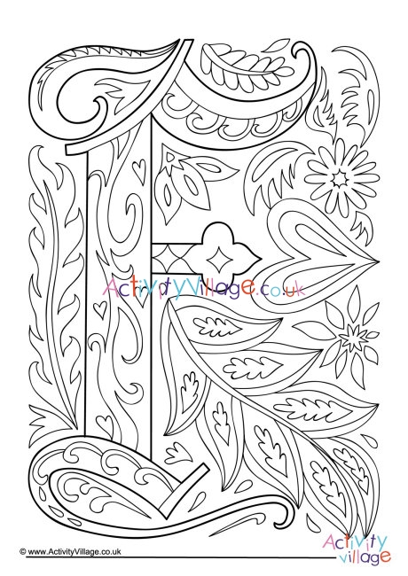 Illuminated letter f louring page