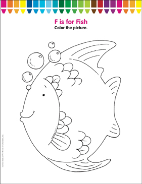 F is for fish coloring page printable coloring pages