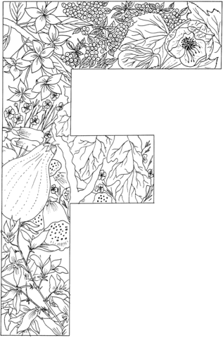 Letter f with plants coloring page free printable coloring pages