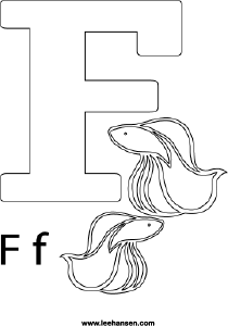 Alphabet coloring page printable sheet letter f fancy fish