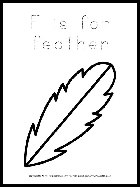 Free letter f is for feather coloring page â the art kit