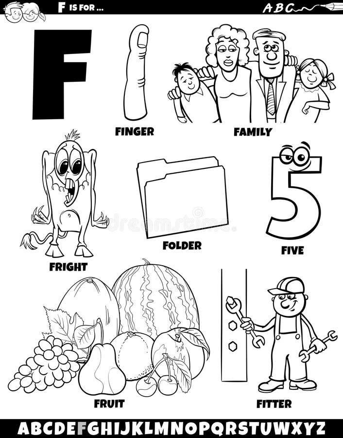 Coloring book letter f stock illustrations â coloring book letter f stock illustrations vectors clipart