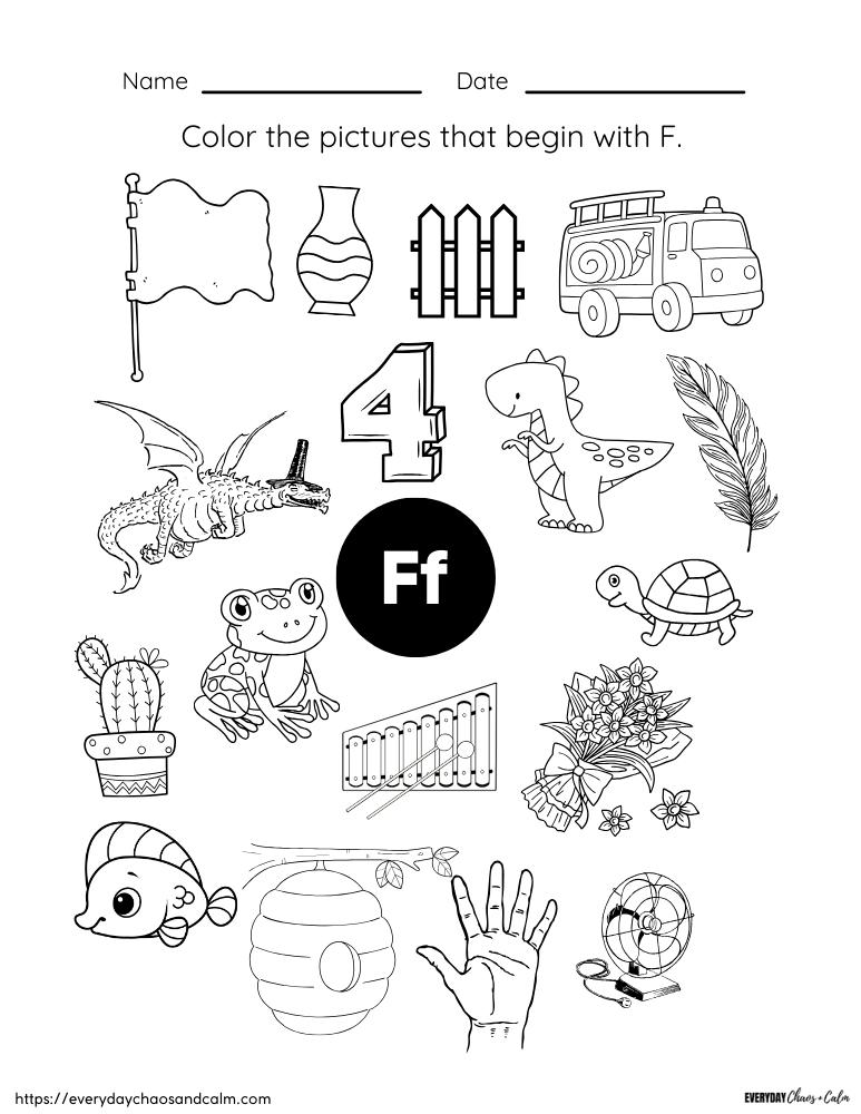 Free printable letter f worksheets