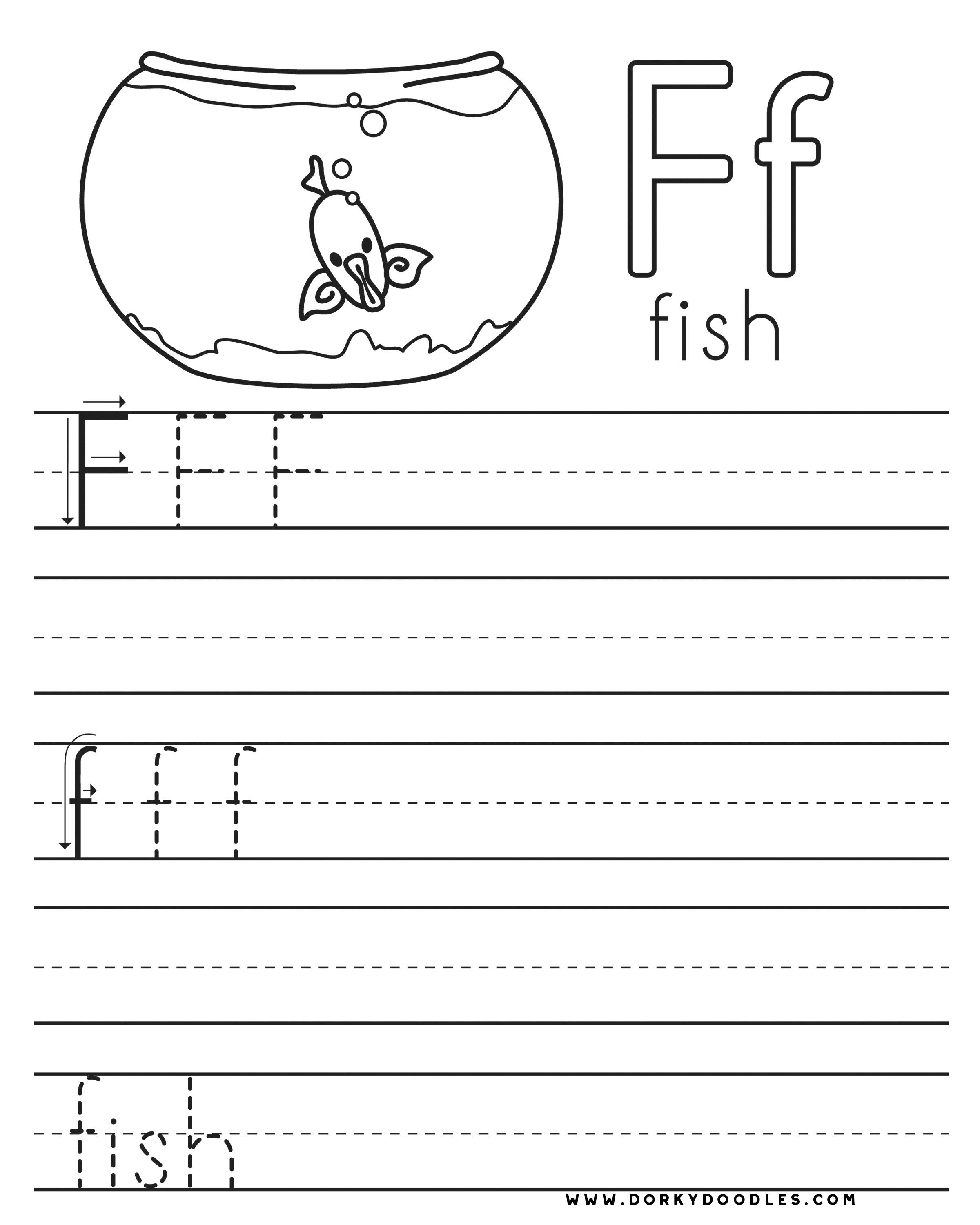 Letter practice f worksheets â dorky doodles