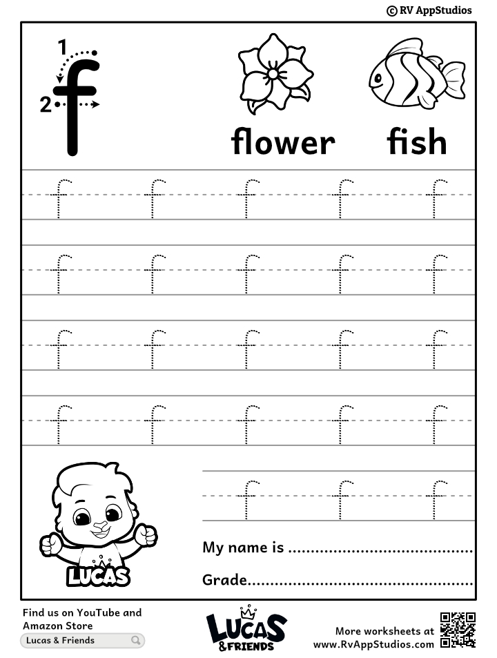 Lowercase letter f tracing worksheets trace small letter f worksheet