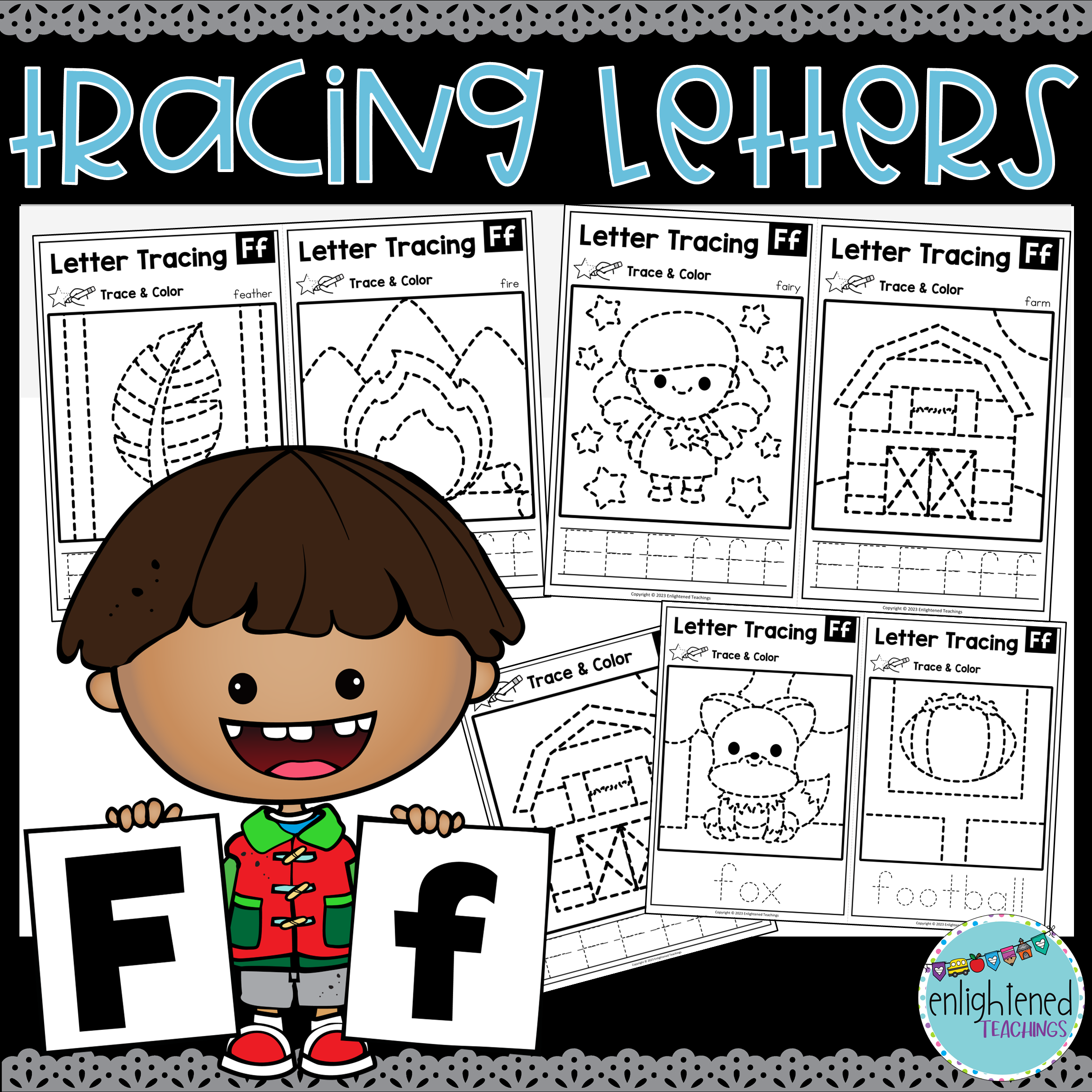 Letter f tracing worksheets letter tracing mats letter f trace color made by teachers