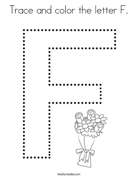 Trace and color the letter f coloring page