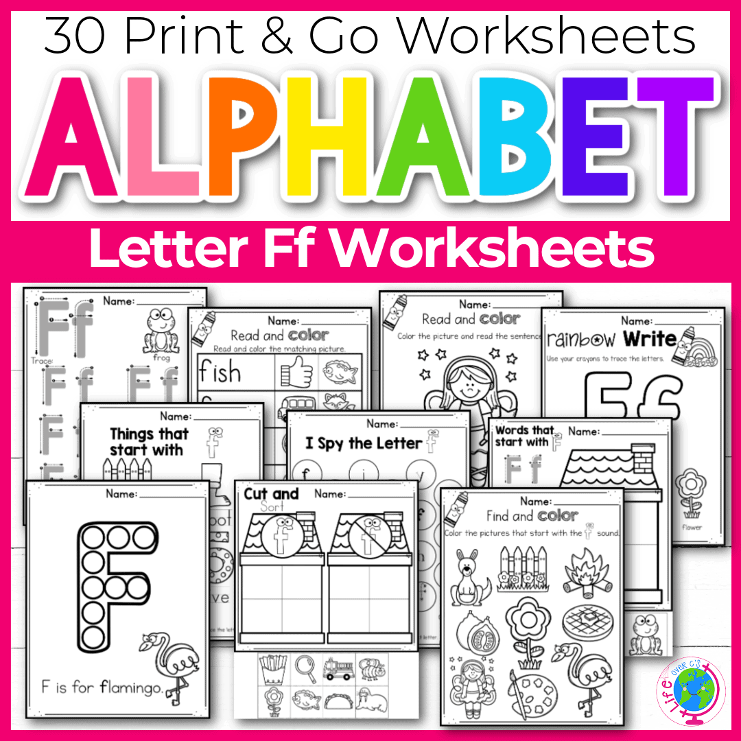 Free printable letter f worksheets tracing letter recognition alphabet sounds