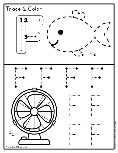 Letter f preschool printables