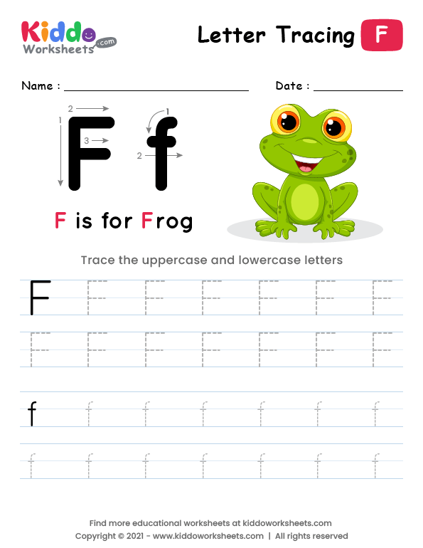 Letter tracing alphabet f