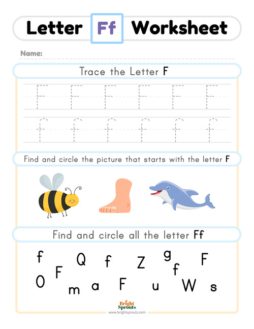 Letter f worksheets f tracing and coloring pages