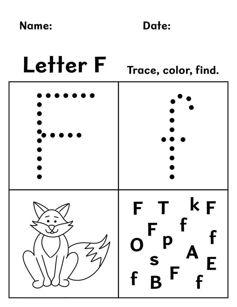 Free letter f worksheets for preschool â the hollydog blog