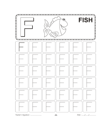Capital letter writing f printable coloring worksheet
