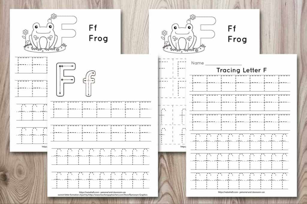 Free printable letter f tracing worksheets