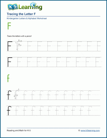 Tracing the letter f f k learning