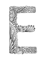 Adult coloring letters vector images over