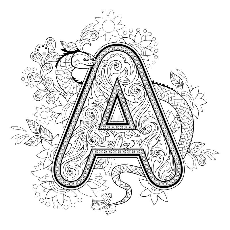 Letter coloring book adults stock illustrations â letter coloring book adults stock illustrations vectors clipart