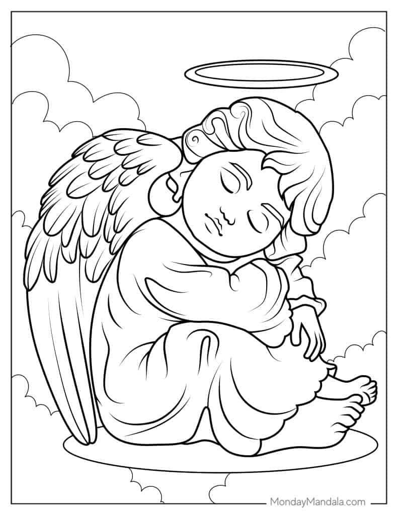 Angel coloring pages free pdf printables