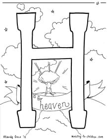 H is for heaven coloring page