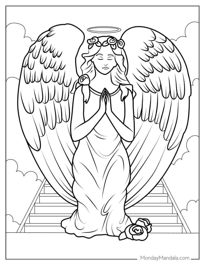 Angel coloring pages free pdf printables