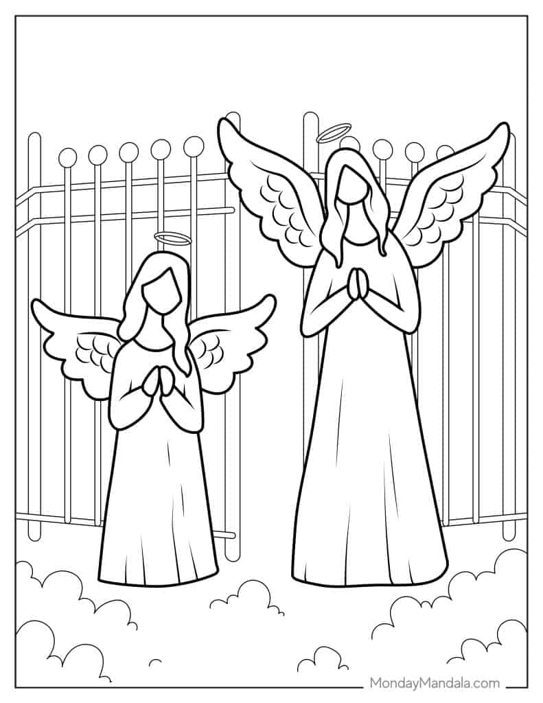 Angel coloring pages free pdf printables